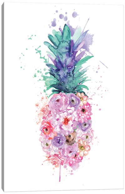 Flower Pineapple Canvas Art Print - Pineapple Art