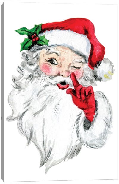 Santa Head Canvas Art Print - Vintage Christmas Décor