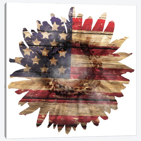 American Flag Sunflower Canvas Print #EPG88} by Ephrazy Graphics Art Print