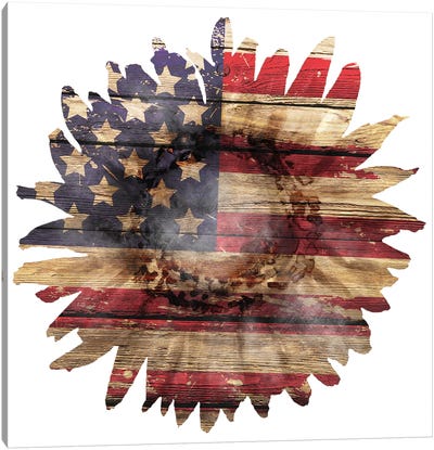 American Flag Sunflower Canvas Art Print - Independence Day Art