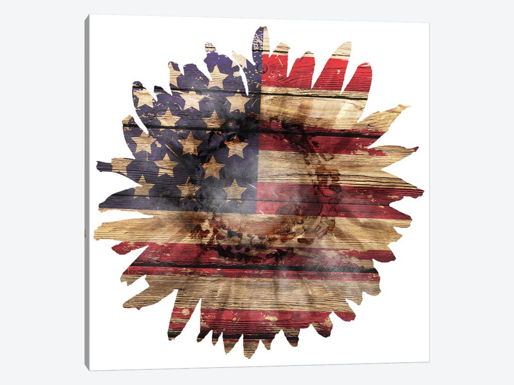 American Flag Sunflower by Ephrazy Graphics 1-piece Canvas Print