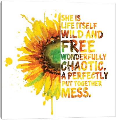 Sunflower. Wild And Free Canvas Art Print - Ephrazy Graphics