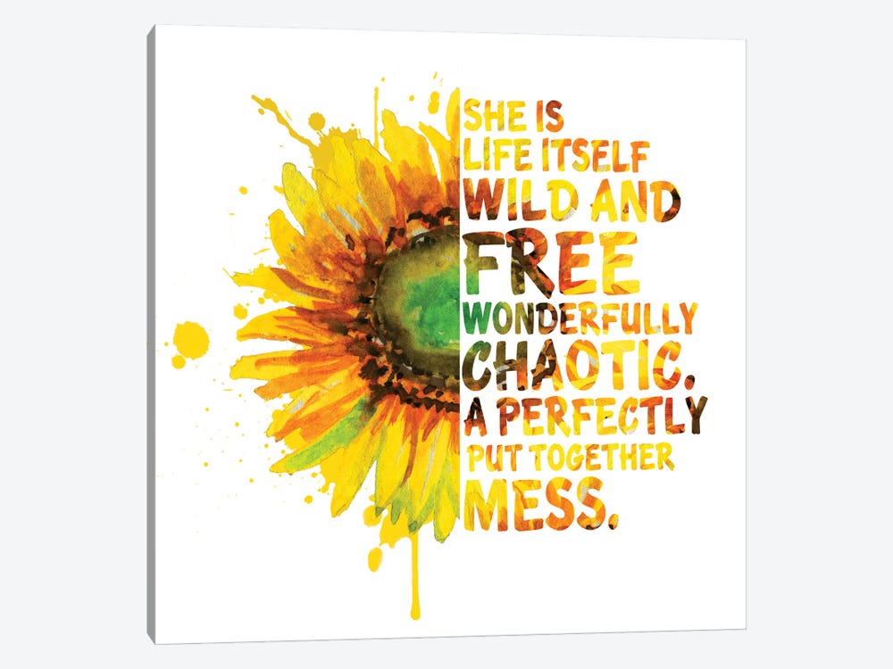 Sunflower. Wild And Free by Ephrazy Graphics 1-piece Canvas Wall Art