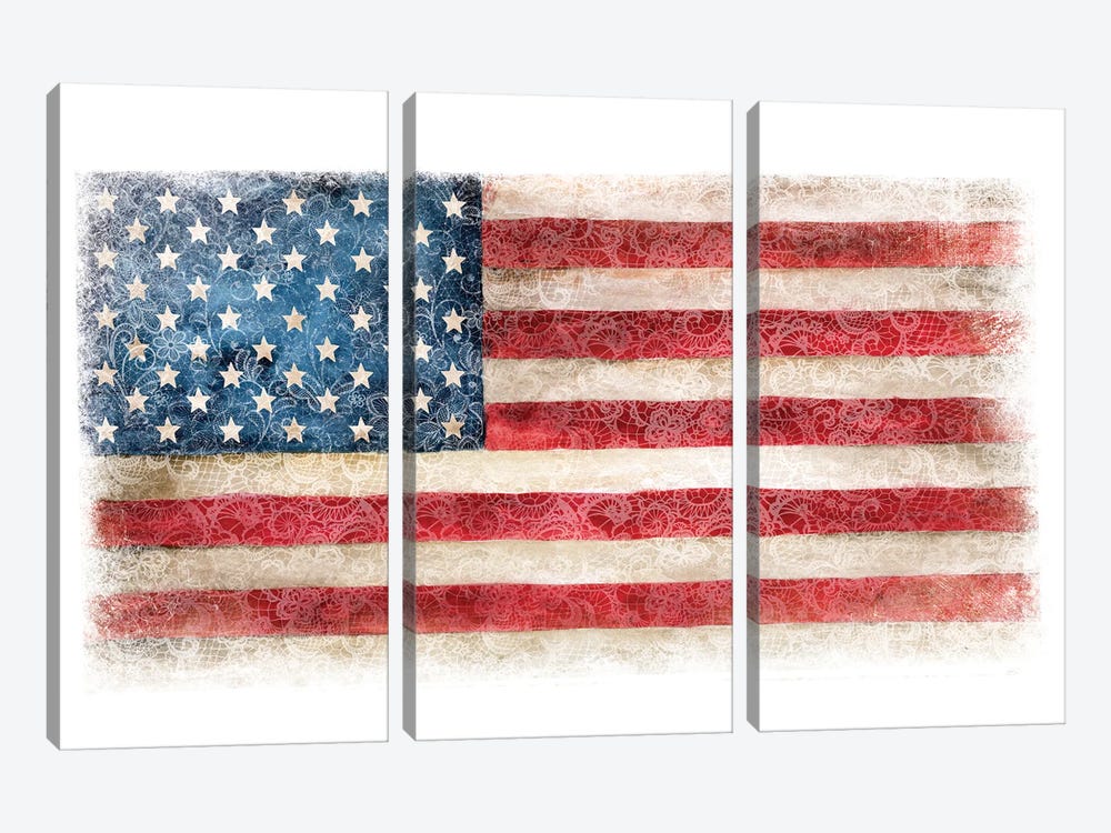 USA Flag Lace by Ephrazy Graphics 3-piece Canvas Print