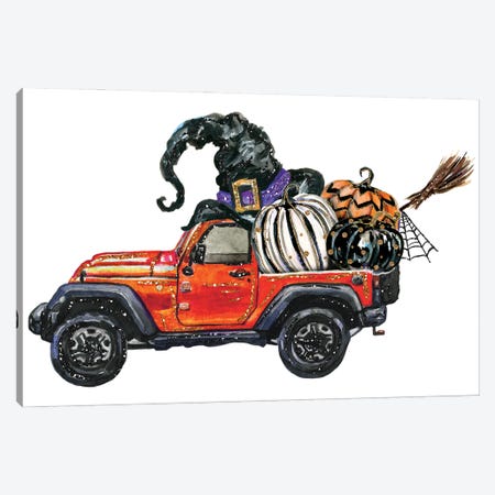 Halloween Jeep Canvas Print #EPG97} by Ephrazy Graphics Canvas Print