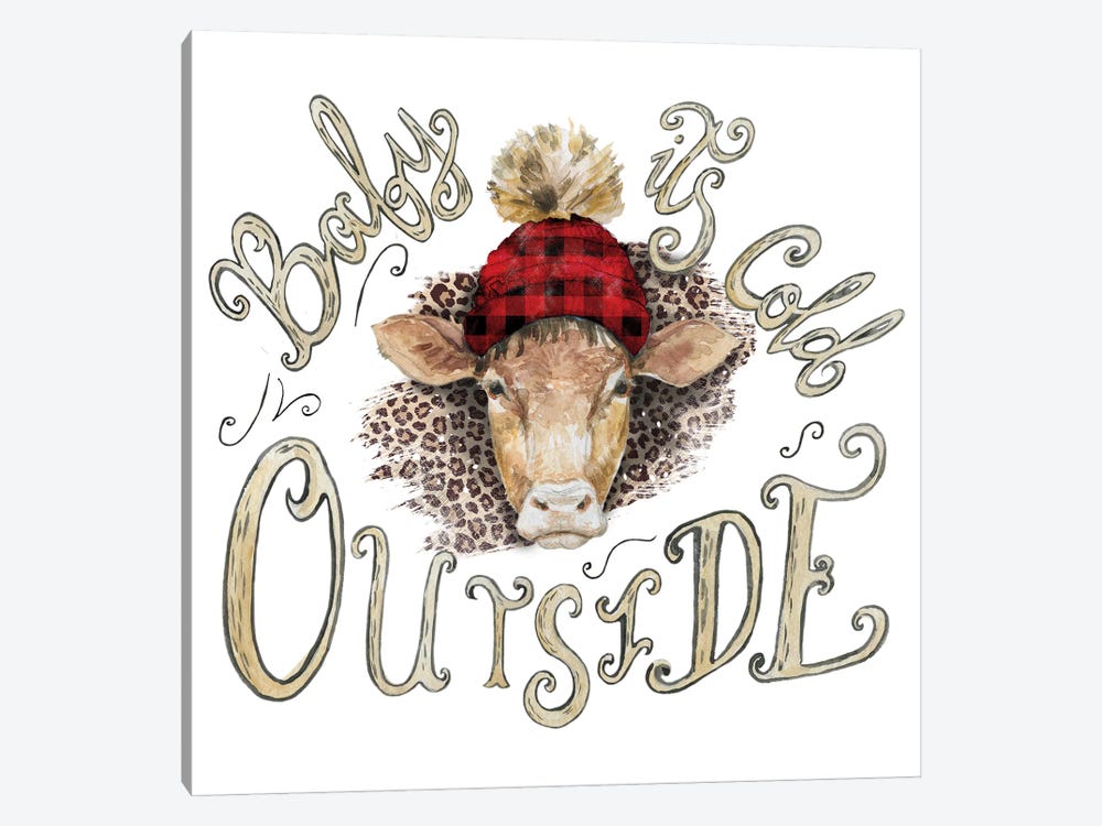 Cow Head Christmas by Ephrazy Graphics 1-piece Canvas Wall Art
