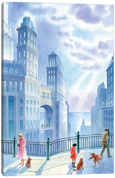 Walking In The City Canvas Art Print - Jordy Blue