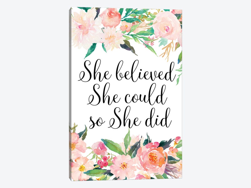 She Believed She Could So She Did by Eden Printables 1-piece Canvas Artwork
