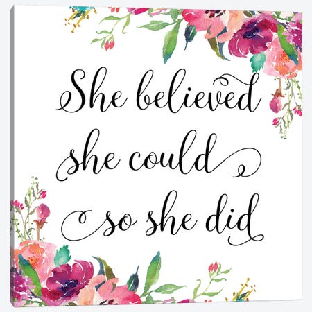 She Believed She Could So She Did II Canvas Print #EPT103} by Eden Printables Canvas Art Print