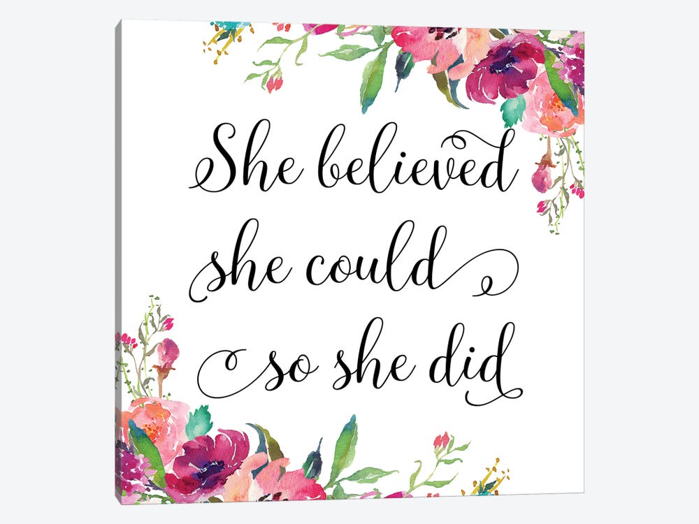 She Believed She Could So She Did II by Eden Printables 1-piece Canvas Art Print