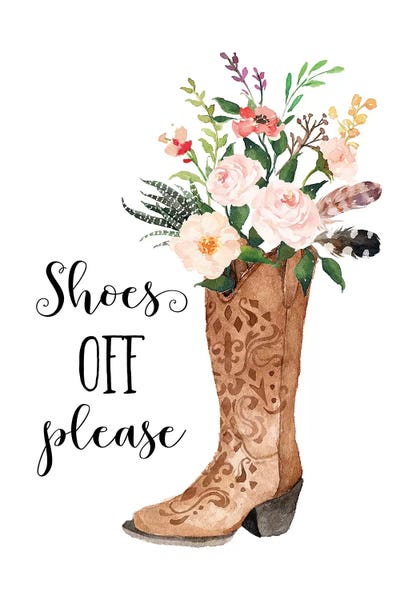 Shoes Off Please by Eden Printables framed canvas print