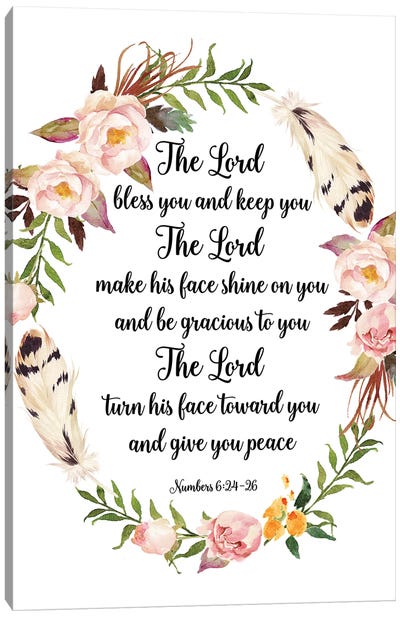 The Lord Bless You And Keep You, Numbers 6:24-26 Canvas Art Print - Christianity Art