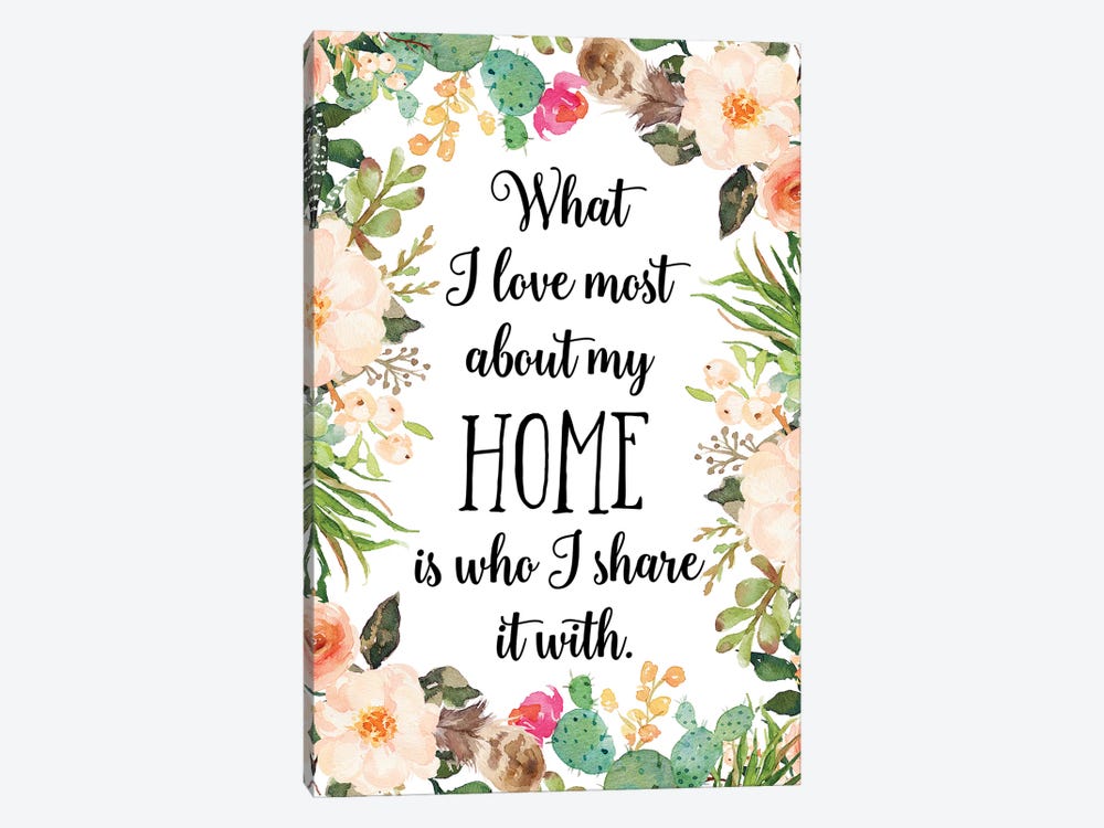What I Love Most About My Home Is Who I Share It With by Eden Printables 1-piece Canvas Print