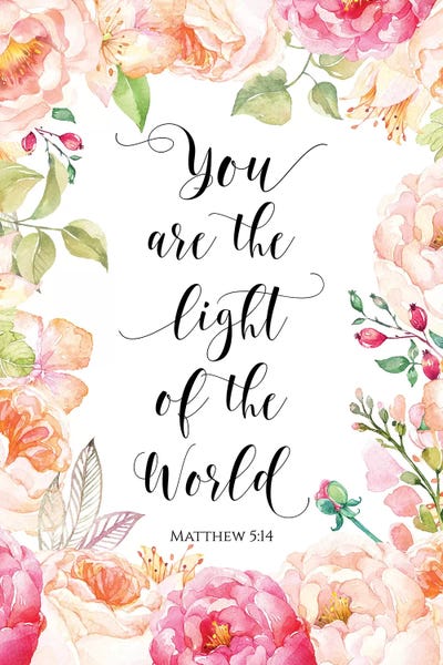 You Are The Light Of The World, Matthew 5:14 by Eden Printables framed canvas print