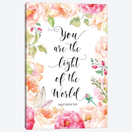 You Are The Light Of The World, Matthew 5:14 Canvas Print #EPT137} by Eden Printables Canvas Art Print