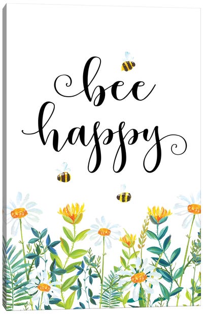 Bee Happy Canvas Art Print - Eden Printables