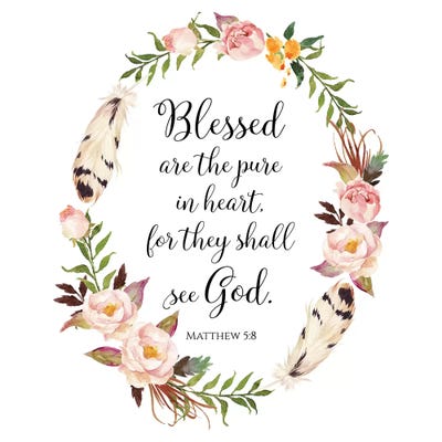 Blessed Are The Pure In Heart For They Will See God, Matthew 5:8 by Eden Printables framed canvas print