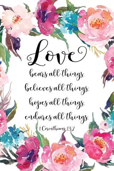 Bible Verses: 1 Corinthians 13:7 by Eden Printables