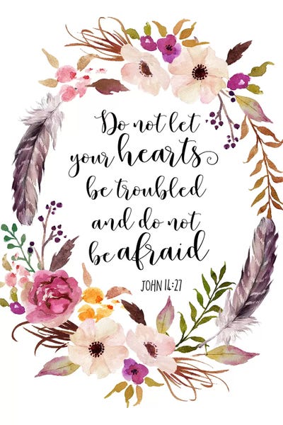 Do Not Let Your Hearts Be Troubled And Do Not Be Afraid, John 14:27 by Eden Printables framed canvas print