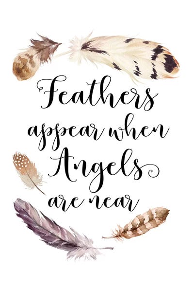 Large Wall Art & Big Canvas Prints: Feathers Appear When Angels Are Near by Eden Printables