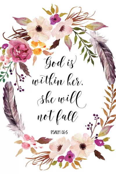 God Is Within Her, She Will Not Fal Canvas Artwork Eden Printables