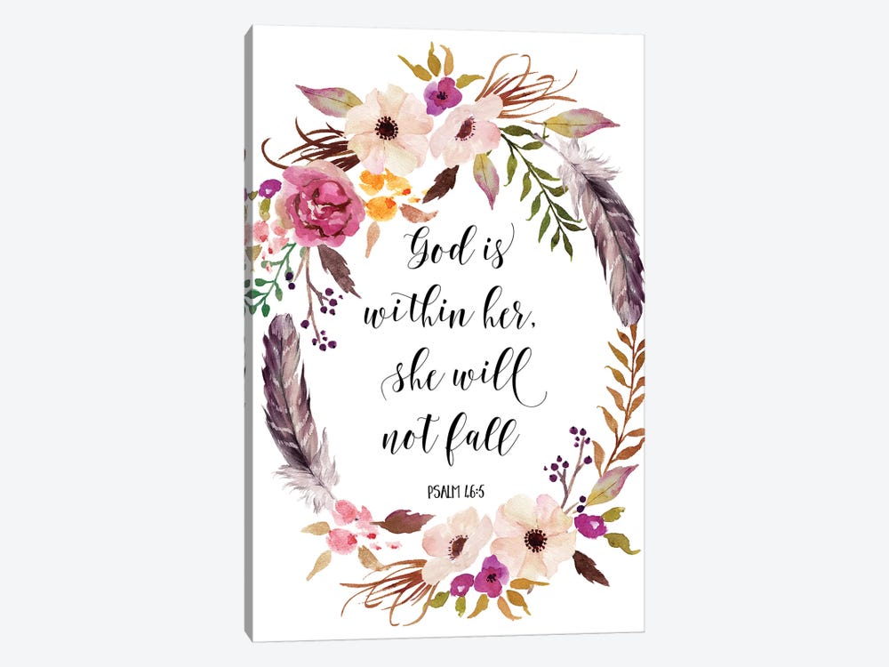 God Is Within Her, She Will Not Fall, Psalm 46:5 by Eden Printables 1-piece Canvas Print