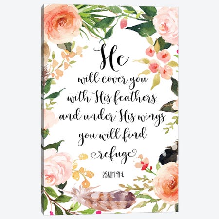 He Will Cover You With His Feathers, And Under His Wings… Psalm 9:14 Canvas Print #EPT48} by Eden Printables Canvas Artwork