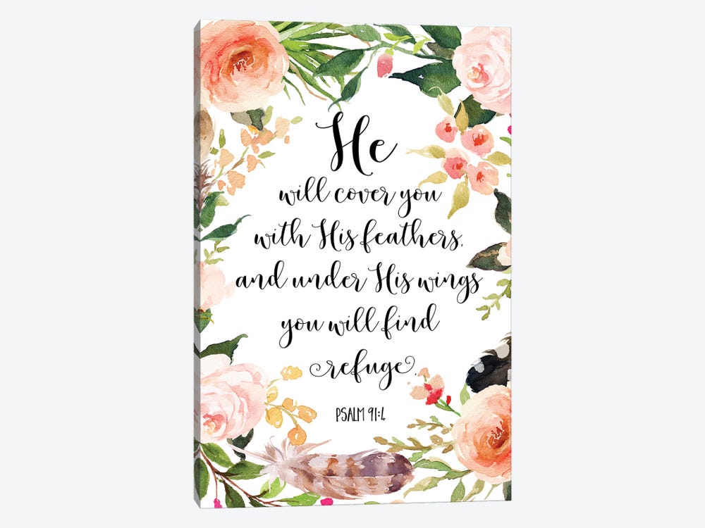 He Will Cover You With His Feathers, And Under His Wings… Psalm 9:14 by Eden Printables 1-piece Canvas Wall Art