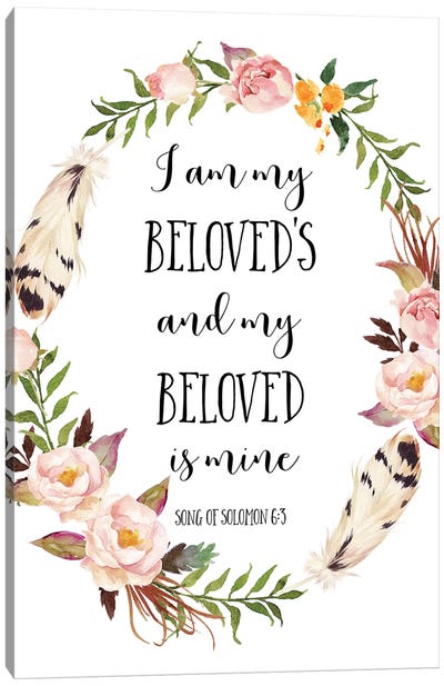 I Am My Beloved's And My Beloved Is Mine, Song Of Solomon 6:3 Canvas Art Print - Eden Printables