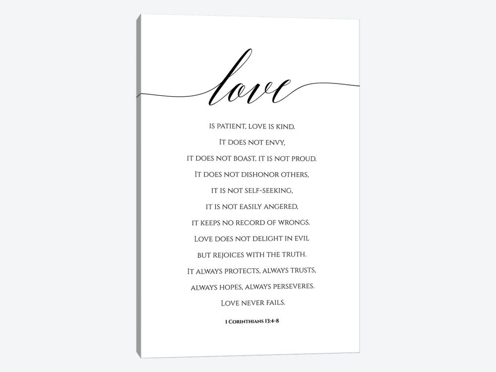 Love Is Patient, Love Is Kind, 1 Corinthians 13:4-8 by Eden Printables 1-piece Art Print