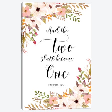 And The Two Shall Become One, Ephesians 5:31 Canvas Print #EPT8} by Eden Printables Canvas Artwork