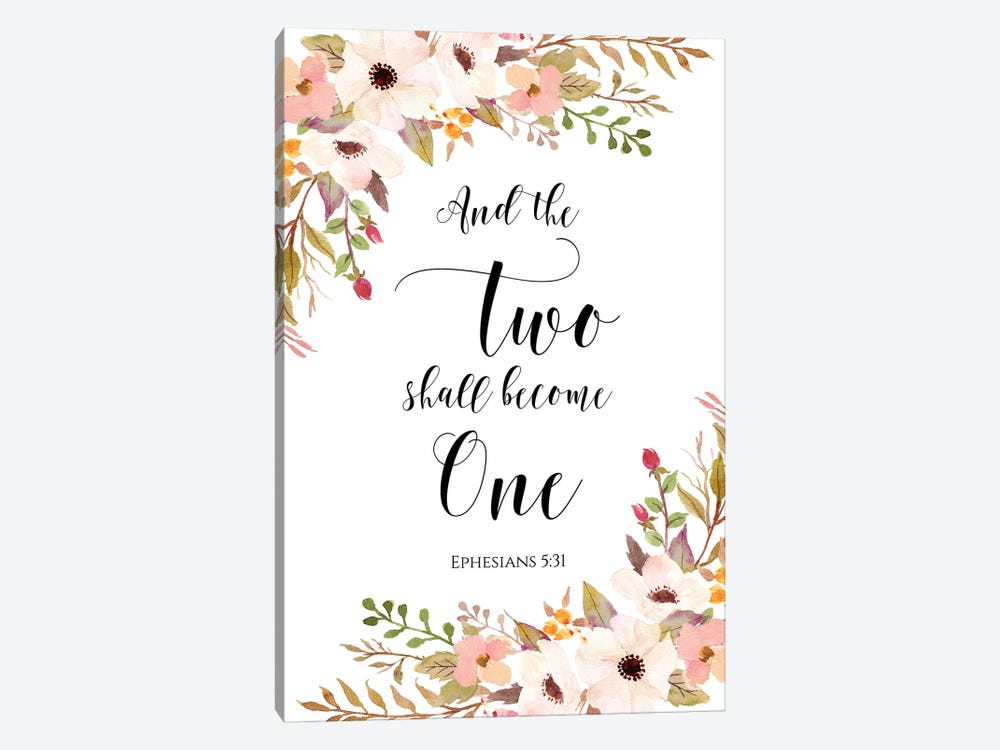 And The Two Shall Become One, Ephesians 5:31 by Eden Printables 1-piece Canvas Art