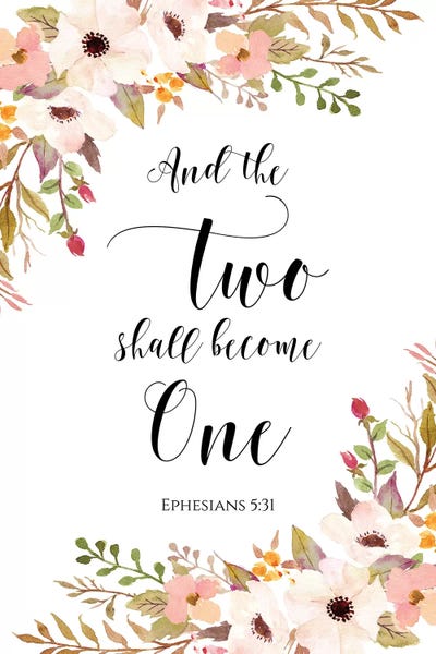 Bible Verses: And The Two Shall Become One, Ephesians 5:31 by Eden Printables