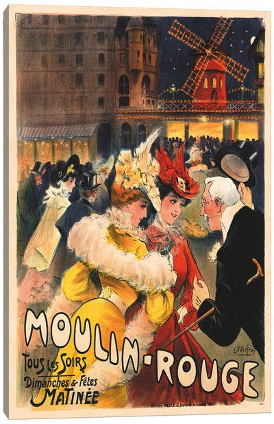 Le Moulin Rouge Advertisement, 1900 Canvas Art Print - Architecture Art