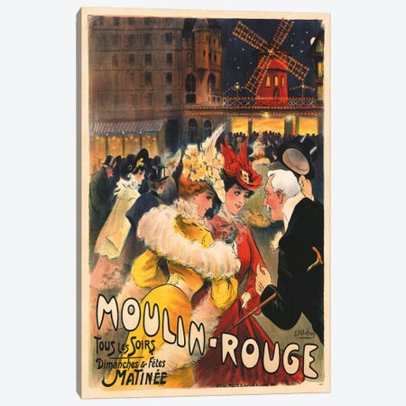 Le Moulin Rouge Advertisement, 1900 Canvas Print #EPV1} by E. Paul Villefroy Canvas Artwork