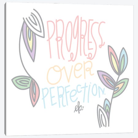 Progress Over Perfection Canvas Print #ERB133} by Erin Barrett Canvas Print