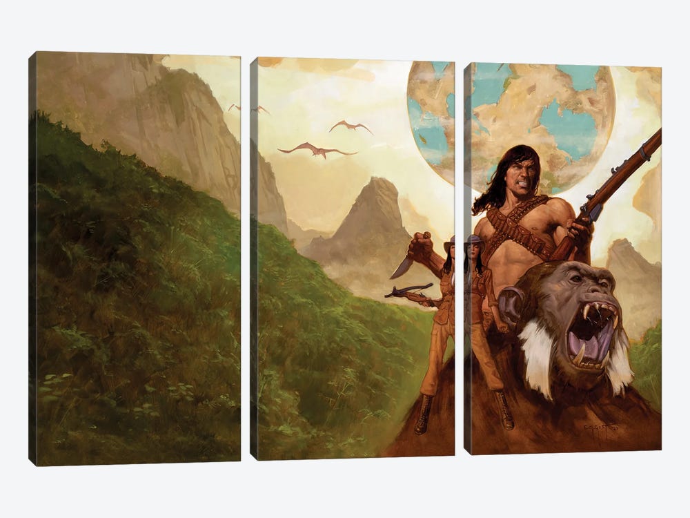 Korak™ at The Earth's Core by E. M. Gist 3-piece Canvas Art Print