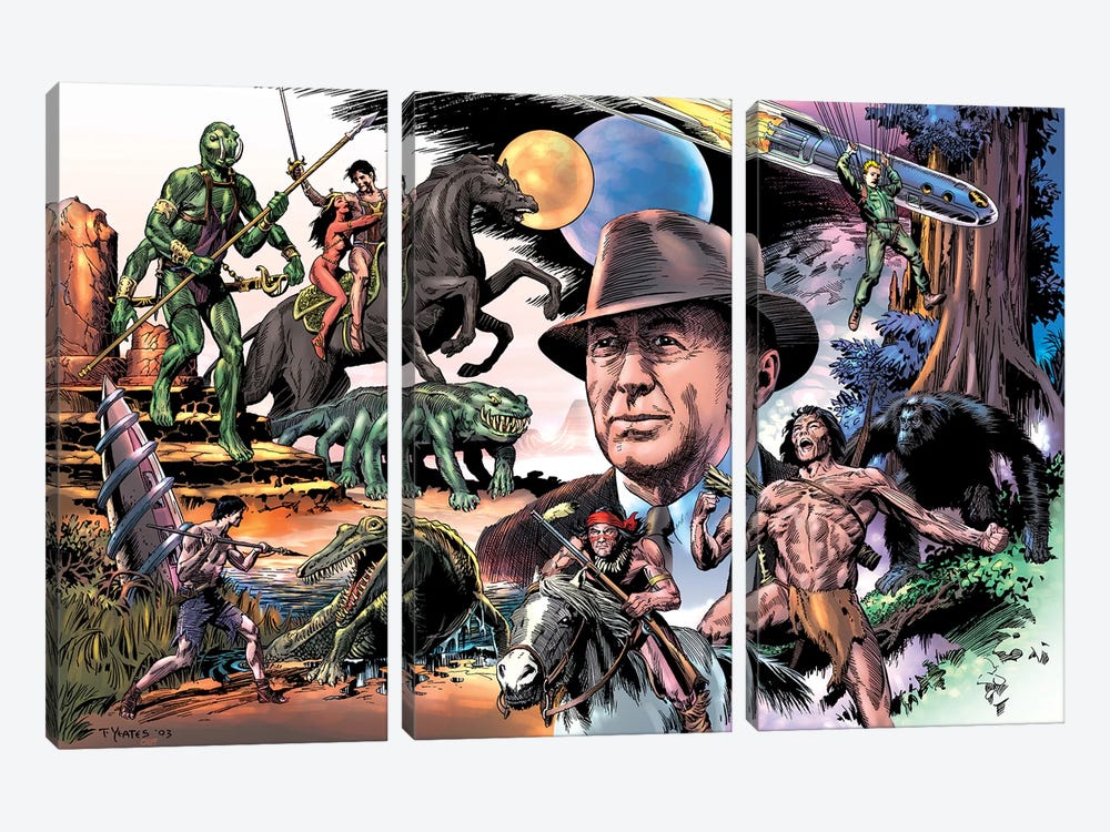 The Many Worlds Of Edgar Rice Burroughs® by Thomas Yeates and Steve Oliff 3-piece Canvas Wall Art
