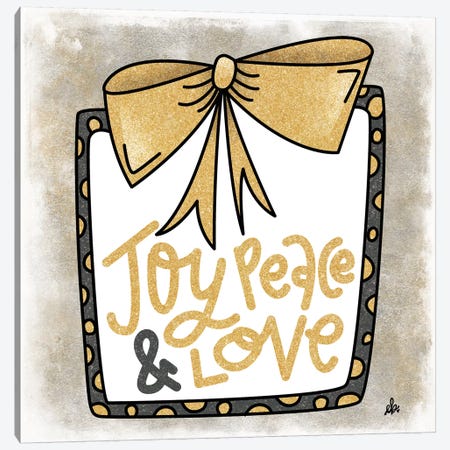 Joy, Peace and Love Present Canvas Print #ERB54} by Erin Barrett Canvas Print