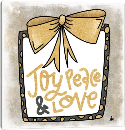 Joy, Peace and Love Present Canvas Art Print - Erin Barrett