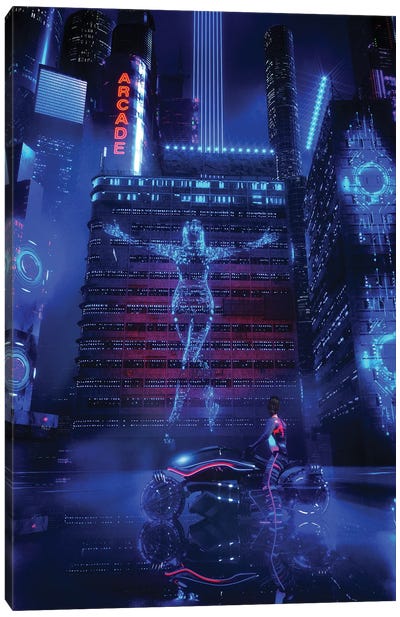 District 718 Canvas Art Print - Cyberpunk Art