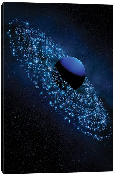 Electric Neptune Canvas Art Print - Sci-Fi Planet Art