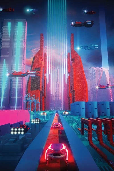 Futuramma by Evan Rhodes framed canvas print