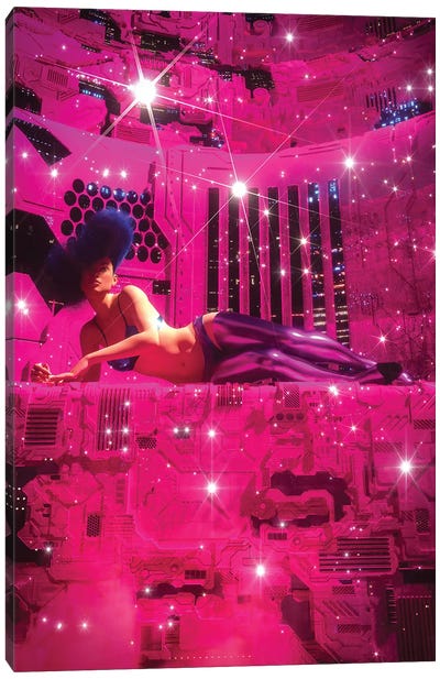 Hot Pink Canvas Art Print - Cyberpunk Art