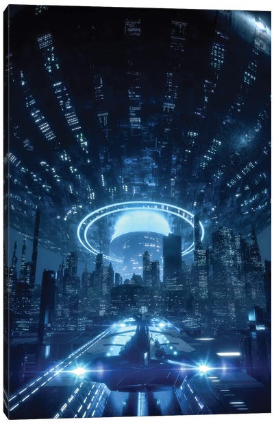 Manhattan 2050 Canvas Art Print - Cyberpunk Art