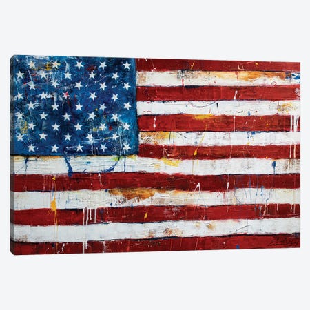 American Flag Canvas Print #ERI342} by Erin Ashley Art Print