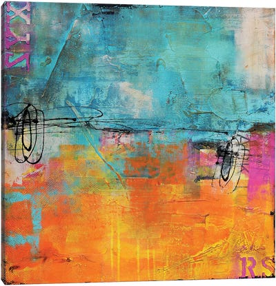 Urban Poetry I Canvas Art Print - Teal Abstract Art