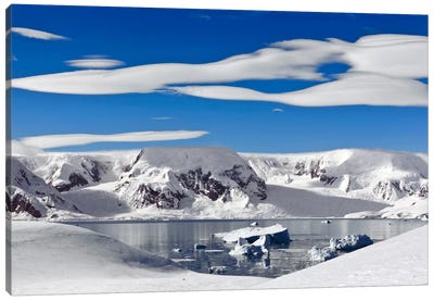 Snow-Covered Mountains Along Coast, Antarctica Canvas Art Print