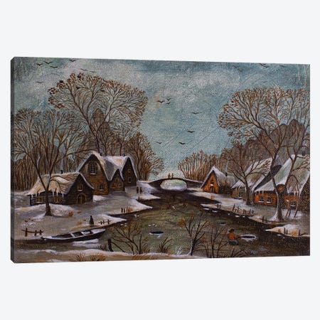 Houses By The River Canvas Print #ERL21} by Evgeniya Roslik Art Print