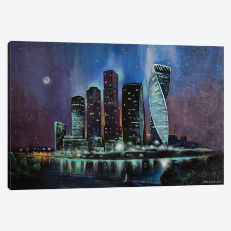 Night City Canvas Print #ERL33} by Evgeniya Roslik Canvas Artwork